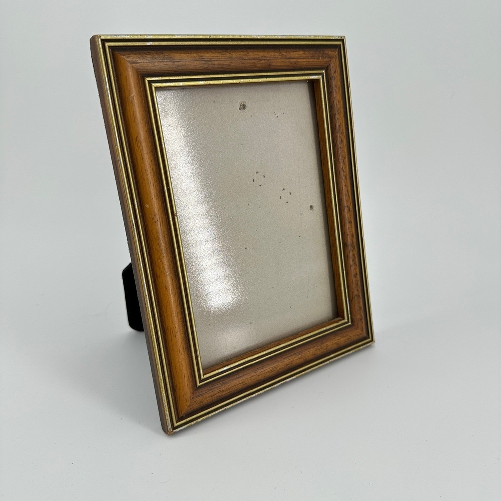 Hallmark Wood Grain Gold Trim 5x7 Tabletop Picture Frame Velvet Back Easel